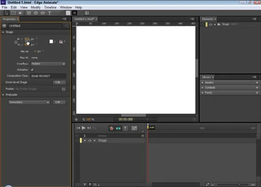 Hvordan endre størrelsen på Adobe Edge Animate Stage
