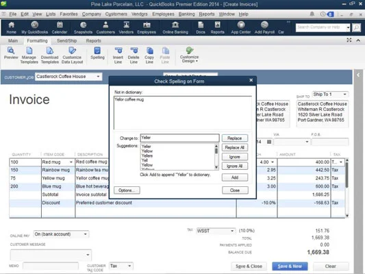 Hogyan ellenőrizheti a helyesírást a QuickBooks 2014 számláin