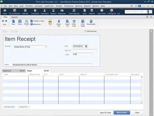 Egyidejűleg rögzítse a nyugtát és a számlát a QuickBooks 2014-ben