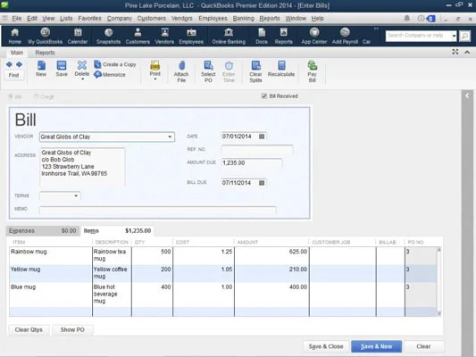 Egyidejűleg rögzítse a nyugtát és a számlát a QuickBooks 2014-ben
