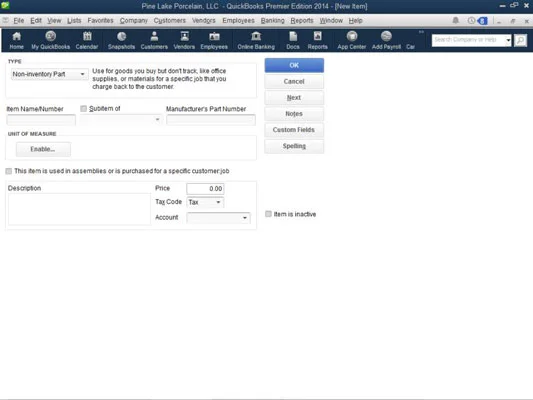 Hogyan adhatunk hozzá nem készletezett alkatrészt a QuickBooks 2014 cikklistájához