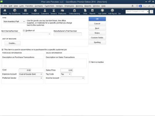 Hogyan adhatunk hozzá nem készletezett alkatrészt a QuickBooks 2014 cikklistájához