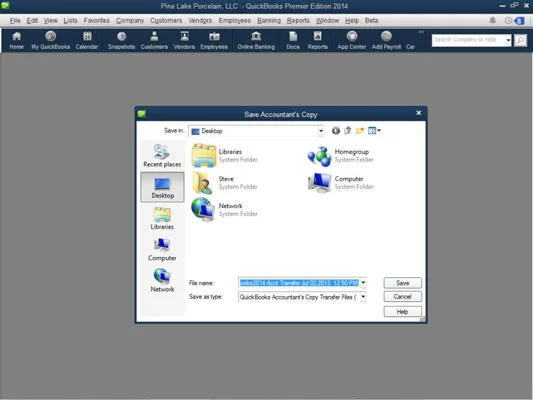 Hogyan készítsünk QuickBooks 2014 adatfájlmásolatot
