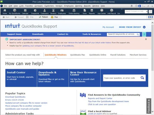 Hogyan kaphat terméktámogatást a QuickBooks-hoz