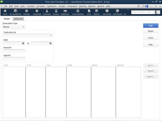 A QuickBooks Szerkesztés menü parancsai