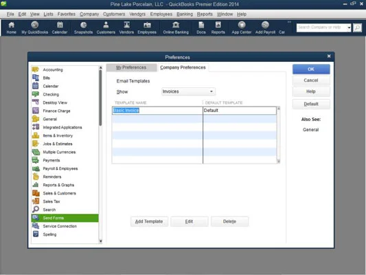 Állítsa be az Űrlapküldési beállításokat a QuickBooks 2014 alkalmazásban