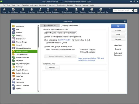 A készlet ellenőrzése a QuickBooks 2014-ben