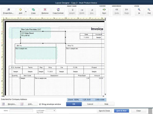 Testreszabhatja a QuickBooks 2014 számláit az Elrendezéstervező eszközzel