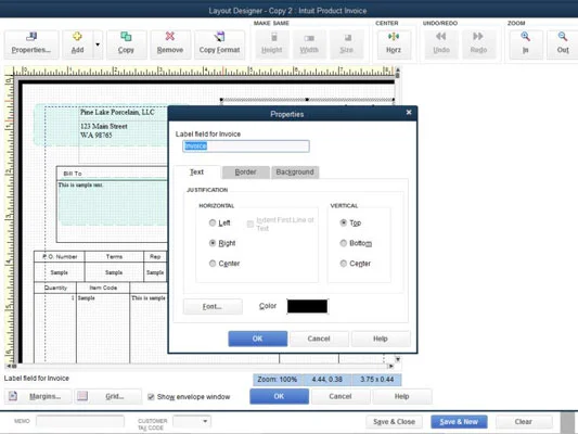 Testreszabhatja a QuickBooks 2014 számláit az Elrendezéstervező eszközzel