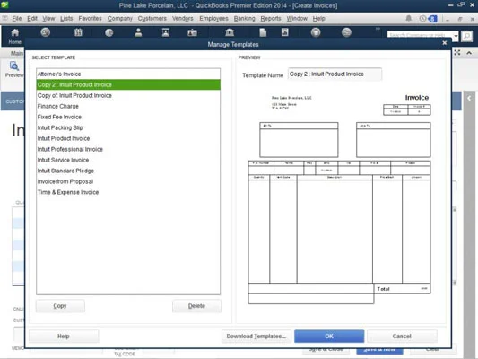 Основни персонализации на фактури в QuickBooks 2014