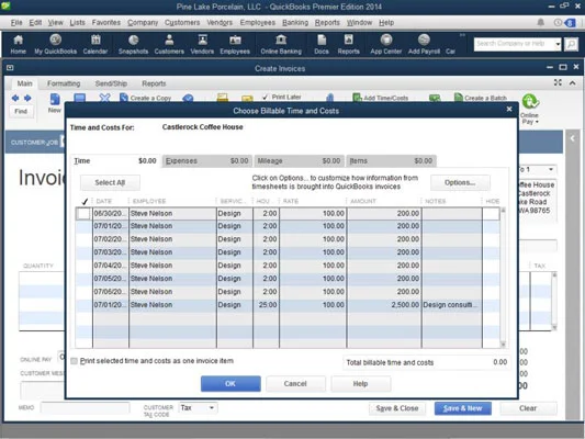 Használjon heti munkaidő-nyilvántartást az idő számlázásához a QuickBooks 2014-ben