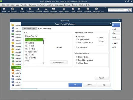 Adja meg a jelentések és grafikonok beállításait a QuickBooks 2014-ben