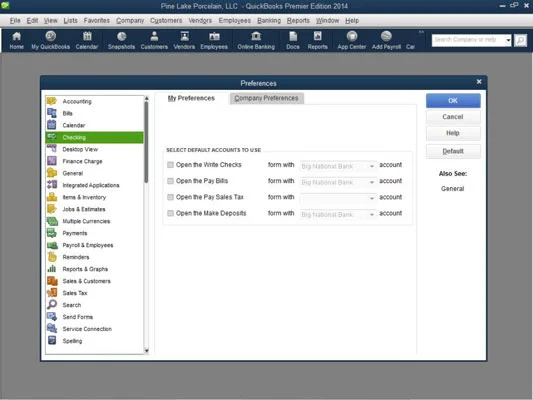 Állítsa be az ellenőrzési beállításokat a QuickBooks 2014 alkalmazásban