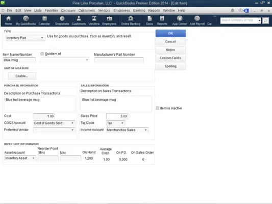 Tétellistája a QuickBooks 2014-ben