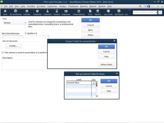 Adjon egyéni mezőket a QuickBooks 2014 elemlistájának elemeihez