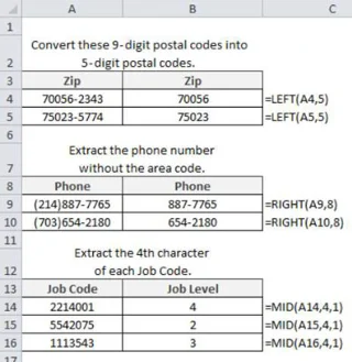 Kā izvilkt teksta virknes daļas programmā Excel