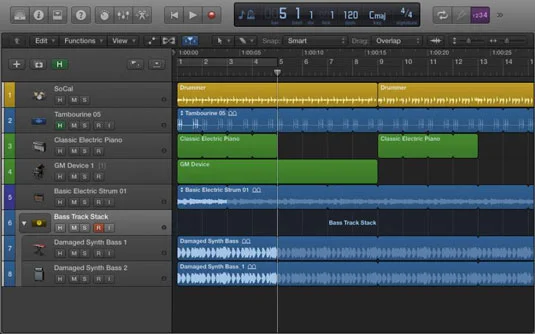 Hovedvinduet til Logic Pro X