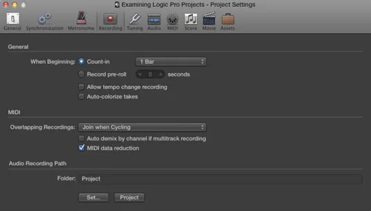 Tilpas dine Logic Pro X-projektindstillinger