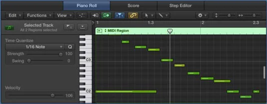 Editors-området i Logic Pro X