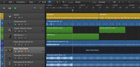Sporområdet til Logic Pro X