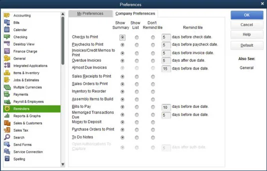 Számlaemlékeztetők beállítása a QuickBooks 2015-ben