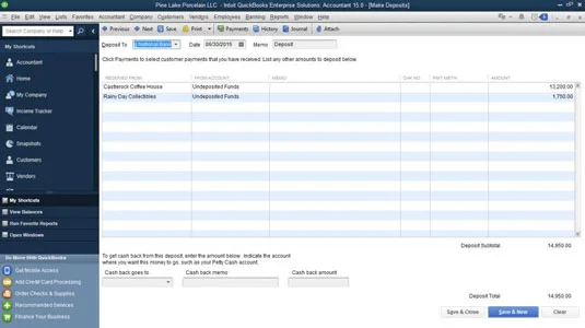 Banki befizetések rögzítése a QuickBooks 2015-ben