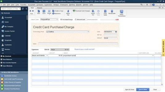 Hogyan írjunk be hitelkártya-tranzakciókat a QuickBooks 2015-ben