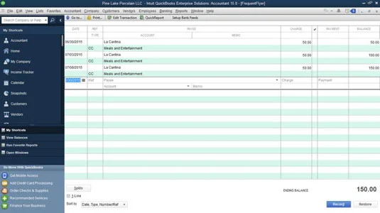 Hogyan írjunk be hitelkártya-tranzakciókat a QuickBooks 2015-ben