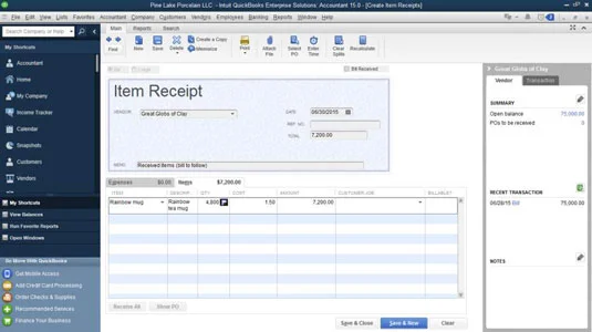Hogyan rögzíthetünk olyan tételeket, amelyekhez nem jár számla a QuickBooks 2015-ben