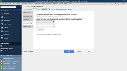 Szállítók hozzáadása a QuickBooks 2015 szállítólistájához