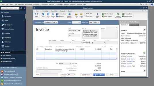 Hogyan lehet a számlázási időt belefoglalni egy számlába a QuickBooks-ban