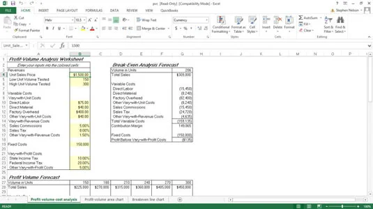 Gyűjtsön be adatokat a QuickBooks nyereség-mennyiség-költség elemzési munkafüzethez