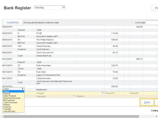Tranzakciók kezelése a QuickBooks Online Regisztrációban