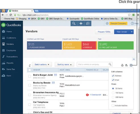A QuickBooks Online személylisták beállításainak módosítása