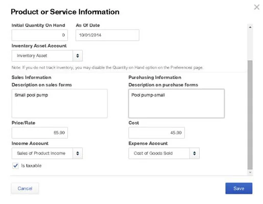 A QuickBooks online lista információinak megjelenítése