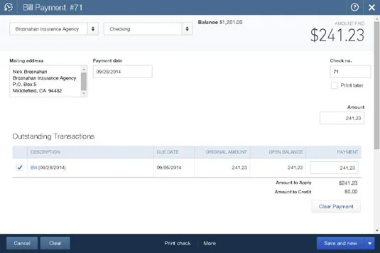 Hogyan írjunk csekket egy kiegyenlített számláról a QuickBooks Online-ban