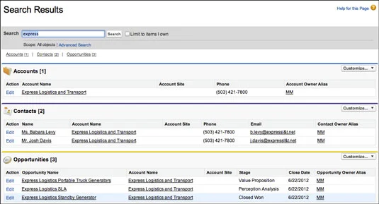 A Salesforce.com Service Cloud oldalsáv és az egyéni hivatkozások használata