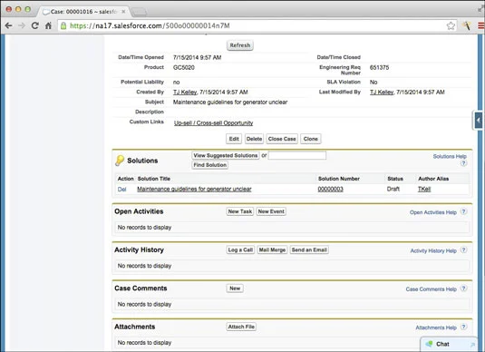 Esetek megoldása javasolt megoldásokkal a Salesforce.com webhelyen