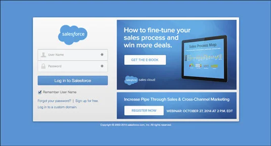 Bejelentkezés a Service Cloudba
