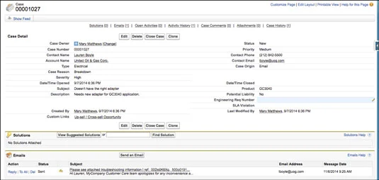 Ügyfelek ügyeinek megnyitása a Salesforce.com webhelyen