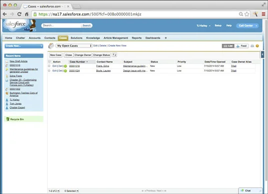 Създаване на изгледи в Salesforce.com Service Cloud