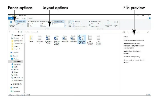 File Exploreri vaateribaga töötamine operatsioonisüsteemis Windows 10