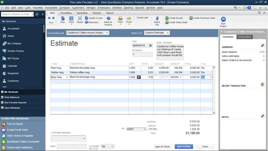 Hogyan készítsünk állásbecslést a QuickBooks 2016-ban