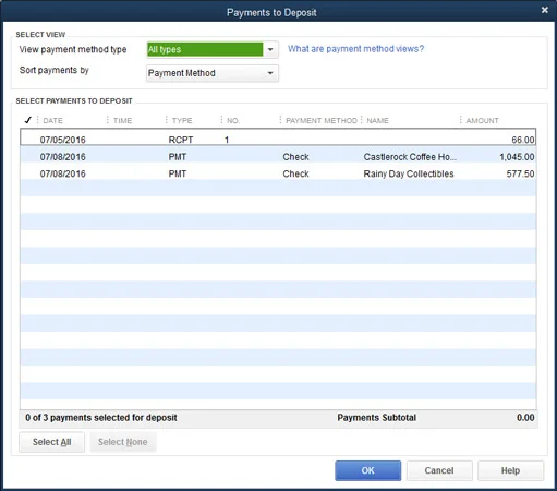 Banki befizetések a QuickBooks 2016-ban