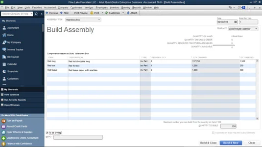 Hogyan kell elszámolni a gyártást a QuickBooks 2016-ban