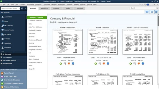 Jelentésbeállítások a QuickBooks 2016-ban