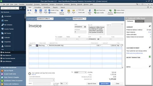 Hogyan készítsünk számlát a QuickBooks 2016-ban