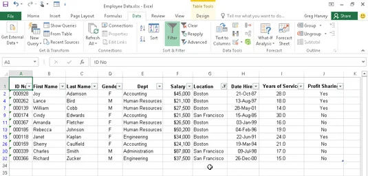 Kā filtrēt datu sarakstu programmā Excel 2016