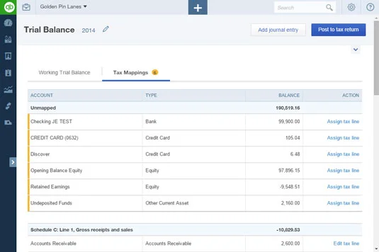 A QuickBooks online könyvelői próbaegyenleg oldala