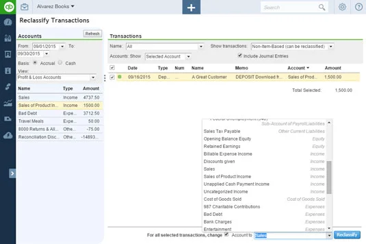A tranzakciók átsorolása a QuickBooks Online Accountant segítségével